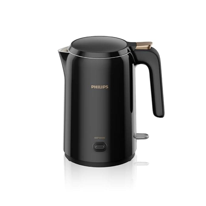 Philips Metal Double Walled Electric Kettle With Keep Warm Function, 1.5L, 1300W, Auto Shut Off, 2Yrs Warranty (HD9378/80), Black thumbnail 1