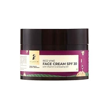 PILGRIM French Red Vine Face Cream with SPF 30 Sunscreen, Rosehip Oil & Vit C For Anti Ageing, Sun Protection PA+++, Daily Use, Dry, Oily, Combination Skin, Men & Women, 50g thumbnail 7