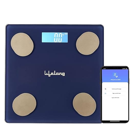 Lifelong LLWS36 Smart BMI Body Fat Weighing Scale with 18 Measurement Functions with Lifelong Smart Home App-Bluetooth Sensor Technology|Electronic Weight Machine| Battery Included (Blue) thumbnail 3