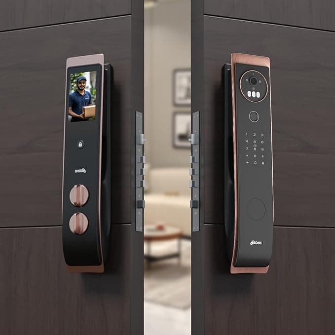 Ozone 3D Facial Recognition Smart Door Lock for Wooden & Metal Doors, 6-Way Access, 45-120 mm Door Thickness, Free Installation, 3 Years Warranty (Rose Gold) thumbnail 1