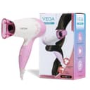 VEGA Insta Glam Foldable 1000-1200Watts Hair Dryer for Men & Women, 2 Heat & 1 Speed Settings (Low & High), Perfect Blow Dry & Style, Compact Hair Dryer for Travel & Home Use (VHDH-20) Made In India