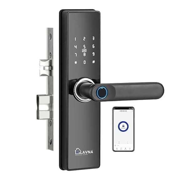 LAVNA Digital Smart Door Lock | 6 Way Unlock | Fingerprint, Mobile App, OTP, PIN, RFID Card and Manual Key Access for Wooden Doors (LA16, Bluetooth) thumbnail 2