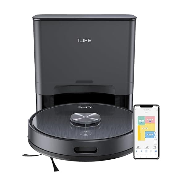 ILIFE T20s Pro Robot Vacuum Cleaner with Advanced LiDAR Navigation, Self-Emptying for Up to 10 Weeks, 6500Pa Suction, Simultaneous Vac and Mop, Multi Floor Maps, Customized Cleaning, App, Alexa & GH thumbnail 2