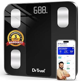 Dr Trust USA 526 Legend BMI Weight Scale & Body Fat Analyzer with IOS/Android App Sync,14 Essential Composition Metrics Weighing Machine for Home Health Monitoring (Black) thumbnail 5