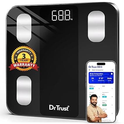 Dr Trust USA 526 Legend BMI Weight Scale & Body Fat Analyzer with IOS/Android App Sync,14 Essential Composition Metrics Weighing Machine for Home Health Monitoring (Black) thumbnail 3
