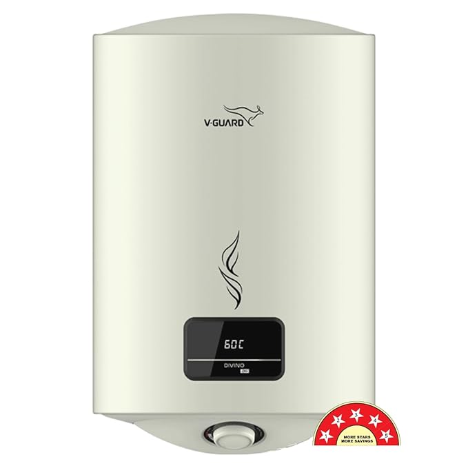 V-Guard Divino DG Geyser 25 Litre Water Heater with Digital Display | Suitable for Hard Water | BEE 5 Star Rating | Advanced 4 layered Safety | 5 Year Inner Tank Warranty by V-Guard - Image 1