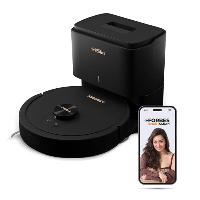 Eureka Forbes SmartClean Auto Bin Turbo, 7000Pa HyperSuction Robotic Vacuum Cleaner (40 Days Hands-Free Cleaning) | LiDAR 3.0 & Quick Home Mapping | Wet Mopping | 3-Hour Run Time | Smart App Control