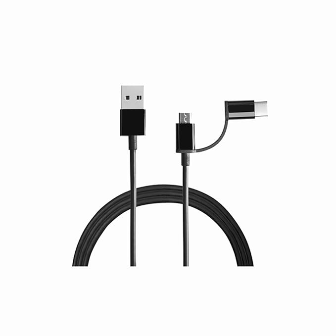 Mi 2-in-1 USB Cable 100cm Black|Multipurpose Cable which Supports Both Type C & Type B/Micro USB Devices|480Mbps Speed|Compatible with All mobiles & Accessories