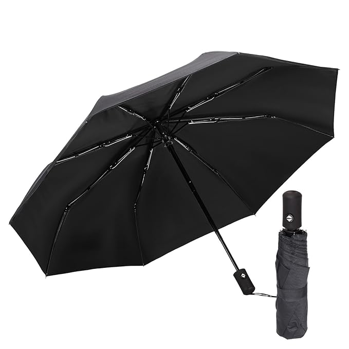 One-Click Auto Open/Close 3-Fold Travel Umbrella For Women, Men, & Kids, Sun & UV Protection Compact Lightweight Windproof Umbrella for Rain