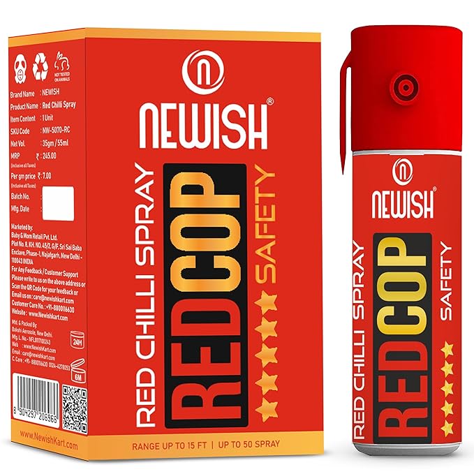 NEWISH Red Chilli Spray for Self Defence - 55ml | Compact & Easy to Carry | Strong & Effective Personal Safety Spray