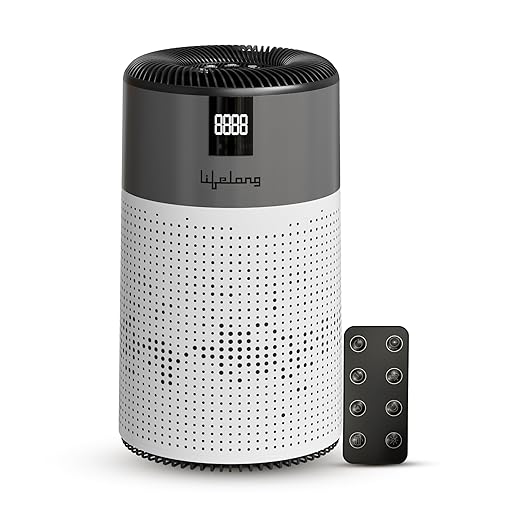 Lifelong Smart Air Purifier for Home & Office | Pre-Filter, H13 True HEPA Activated Filter | 600sqft Coverage Area | 400m³/hr CADR | Realtime AQI Display | Removes Dust, Smoke, & Pollen (LLAP001) - Image 3