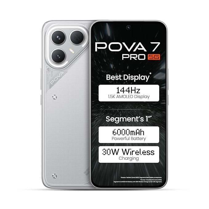 Pova 7 Pro 5G (Dynamic Grey, 8GB+128GB) with No Cost EMI/Additional Exchange Offers
