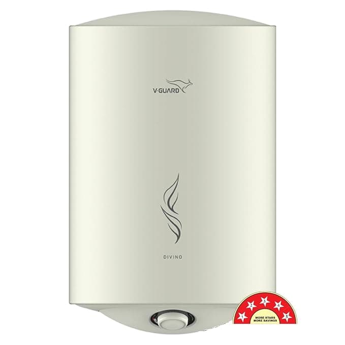 V-Guard Divino Geyser 25 Litre Water Heater for Home | BEE 5 Star Rating | Vitreous Enamel Tank Coating | Advanced Multi-layered Safety | Suitable for Hard Water & High-rise Buildings | White - Rank #5 product review image