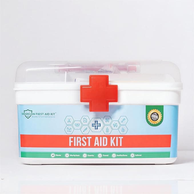 First Aid Kit – 22 Items, 65 Pieces – Complete Emergency Medical Box for Home, Office, Car, Travel, School & Outdoor Use – Compact, Durable Plastic Case with Supplies
