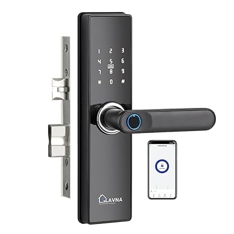 LAVNA Digital Smart Door Lock | 6 Way Unlock | Fingerprint, Mobile App, OTP, PIN, RFID Card and Manual Key Access for Wooden Doors (LA16, Bluetooth) - Image 4
