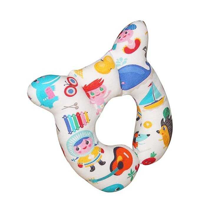 Oscar Home Baby's U Shape Neck Pillow for Car Seat and Stroller for Travel, Train, Flight, Bus (Multicolour, 0-1 Years)