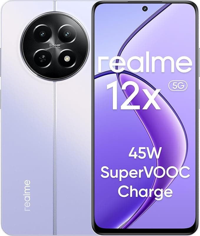 realme 12x 5G (Twilight Purple, 4GB RAM, 128GB Storage) | 45W SUPERVOOC Charge | 120Hz Display
