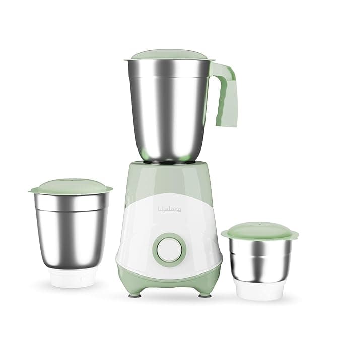 Lifelong Mixer Grinder for Kitchen | 3 Jar 600 Watt Mixie with Chutney Jar, Liquidizing Jar & Wet Grinder | Blender for Juices, Smoothies & Purees with Stainless Steel Blades, 3-Speed & Pulse Function