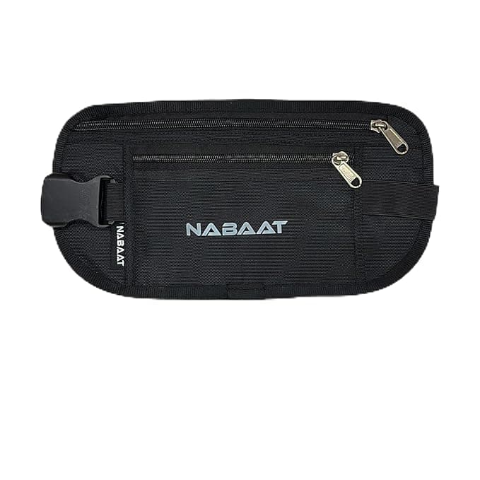 NABAAT Polyester Money Belt for Men and Women, Travel Passport Hidden Waist Bag Pouch for Cash, Passport, Mobile, Credit/Debit Card and Travel Documents - Safe and Secure for Travel (Black, WB-3) NABAAT Polyester Money Belt for Men and Women, Travel Passport Hidden Waist Bag Pouch for Cash, Passport, Mobile, Credit/Debit Card and Travel Documents - Safe and Secure for Travel (Black, WB-3)
