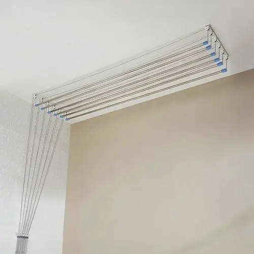 Amazon Basics Heavy-Duty Stainless Steel Ceiling Cloth Dryer (6 Pipes x 6 Feet) with UV-Protected Nylon Ropes – Balcony