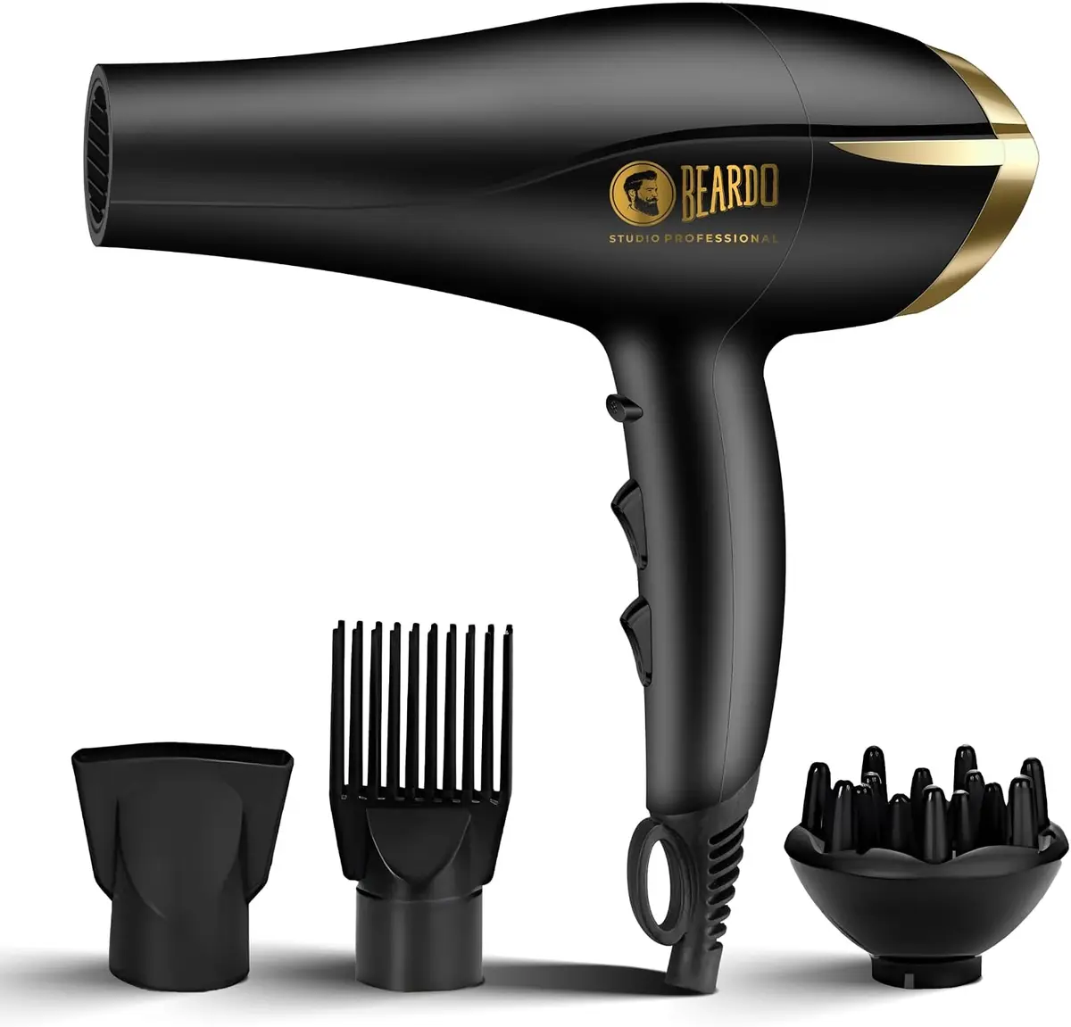 Beardo Studio Tornado 2000W Hair Dryer with Diffuser Beardo Studio Tornado 2000W black hair dryer with diffuser and concentrator