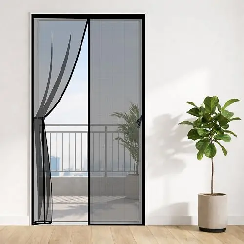 Classic Mosquito Net for Doors with Magnets | Tear-Resistant Fiberglass Mesh | Auto-Close Magnetic Screen, Balcony &