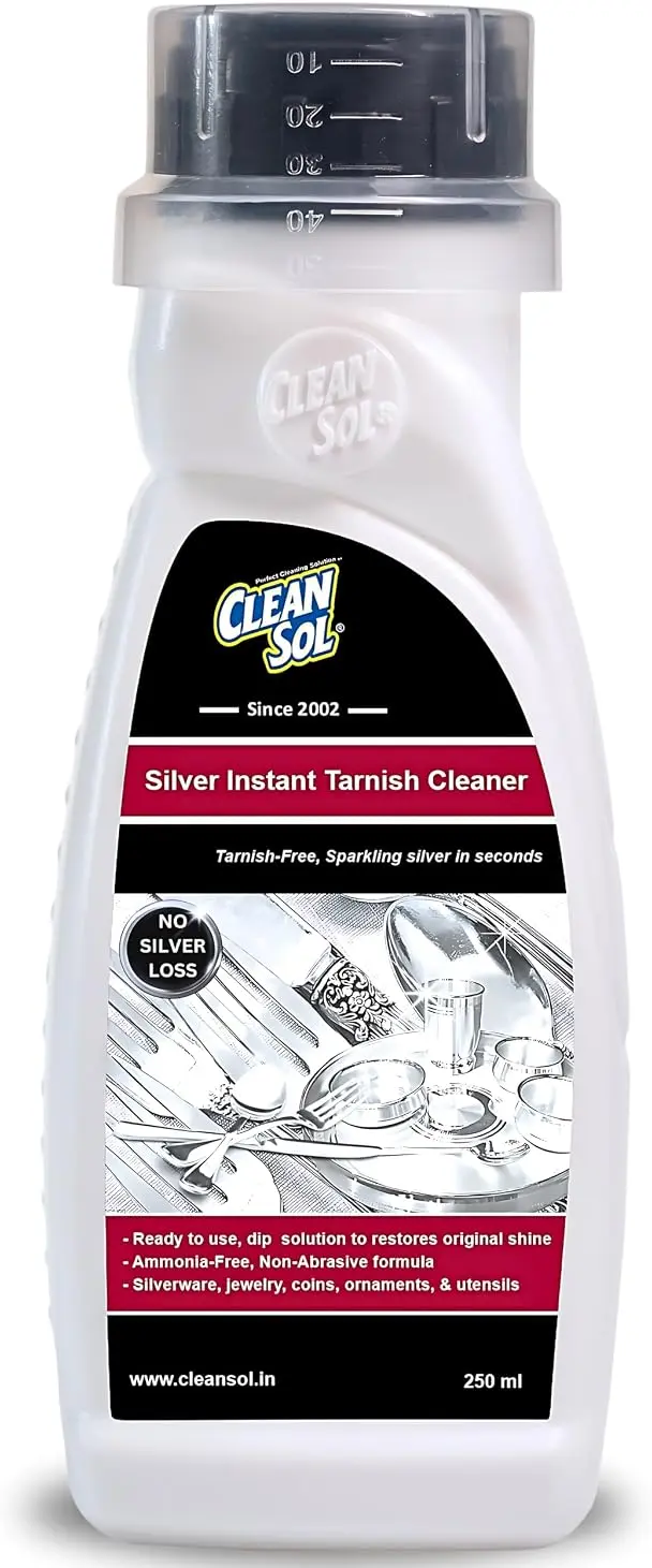 Cleansol Silver Dip Cleaner Liquid (250 ml) Cleansol silver dip cleaner liquid 250 ml bottle for pooja items and jewellery