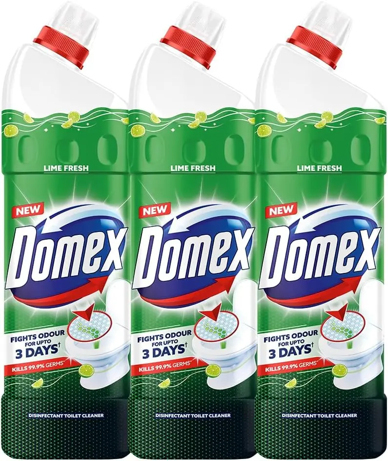 Domex FreshGuard Toilet Cleaner, Lime Fresh (1 L, pack of 3) Domex FreshGuard toilet cleaner lime fresh 1 litre pack of three
