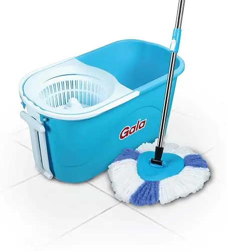 Gala e-Quick Spin Mop with Easy Wheels & Big Bucket, Microfiber Refill, Floor Cleaning Mop with Bucket, Spin Mop for
