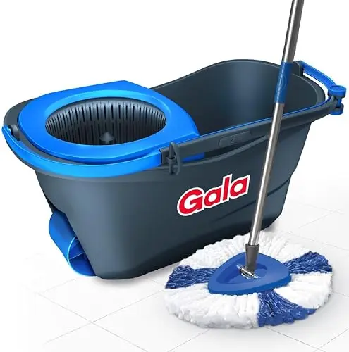 Gala Turbo Spin Mop Removes over 99% bacteria,Triangular head & Easy big wheel with 2 Refills,Floor Cleaning Mop stick