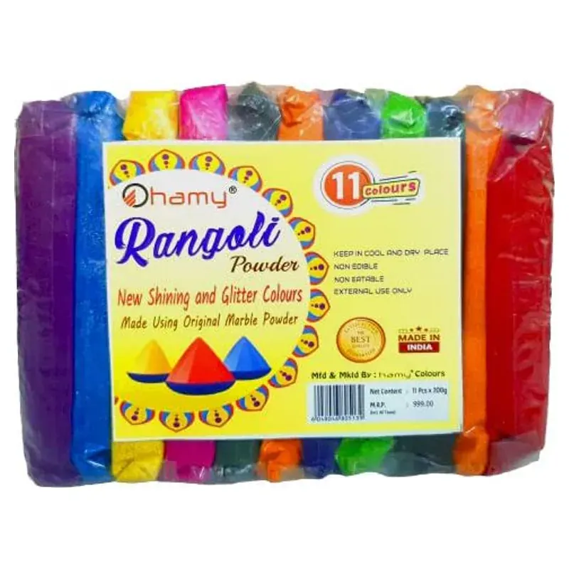 hamy natural marble stone shining and glitter rangoli colours eleven packs
