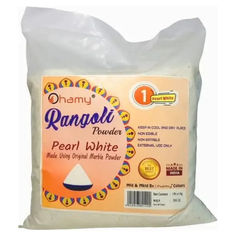 hamy premium marble white rangoli powder one kg pack