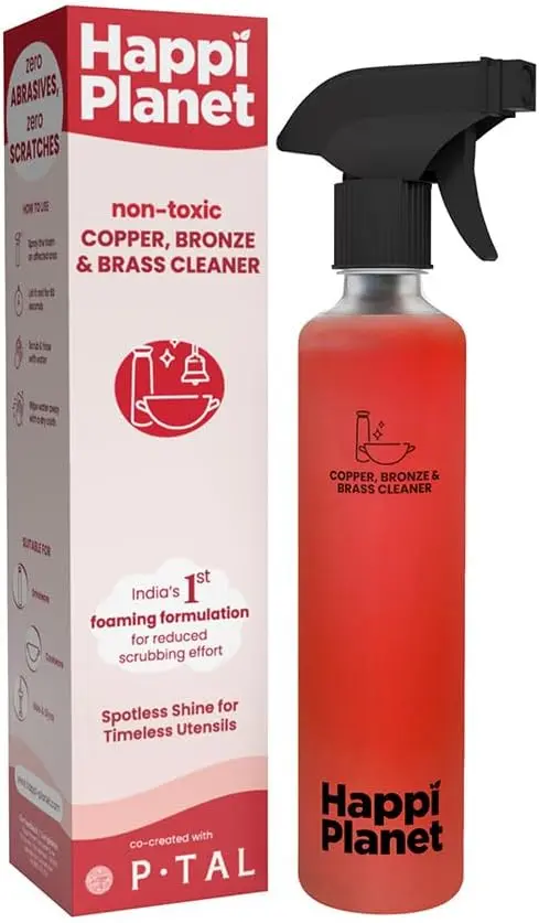 Happi Planet Copper, Bronze & Brass Cleaner Spray (500 ml) Happi Planet copper bronze and brass cleaner spray 500 ml bottle