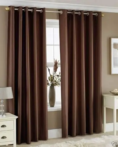 Homefab India Royal Silky Grommet Door Curtain - 7 feet, Coffee - 2 Piece