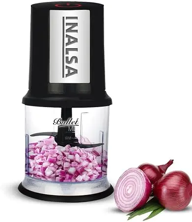 INALSA Electric Chopper Bullet-400 Watts with 100% Pure Copper Motor|Fast Chopping| Twin Blade Technology|0.5 l