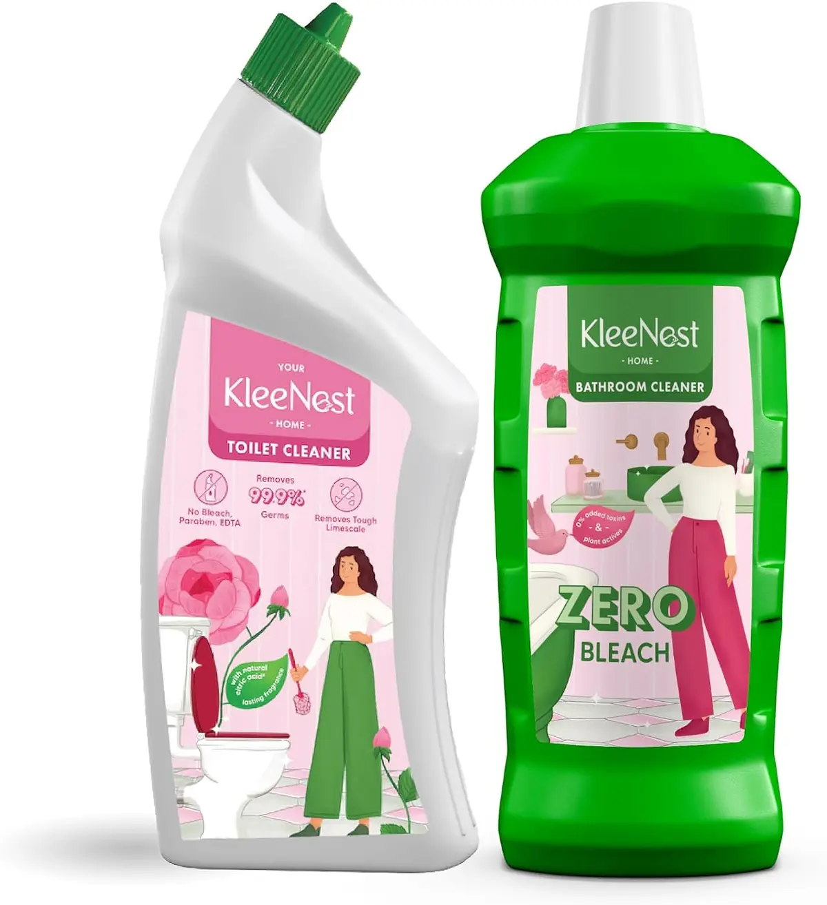 Kleenest Bathroom & Toilet Cleaner Combo, Rose (2 × 1 L) Kleenest bathroom and toilet cleaner combo rose one litre each