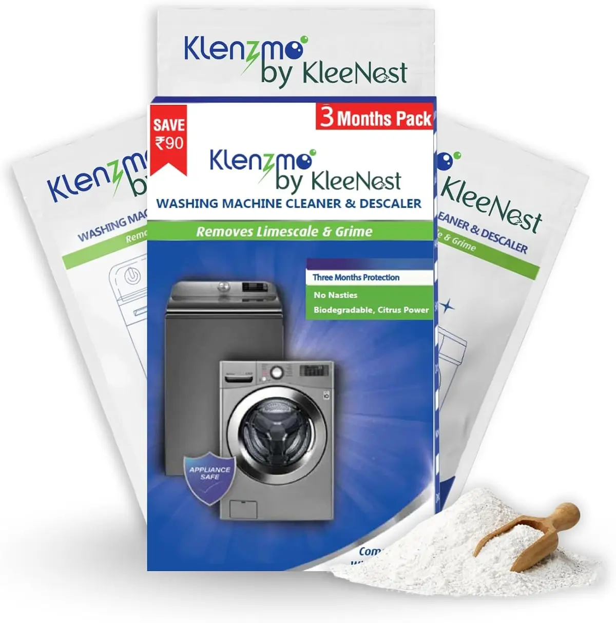 Klenzmo washing machine descaling powder three pouches of 180 g