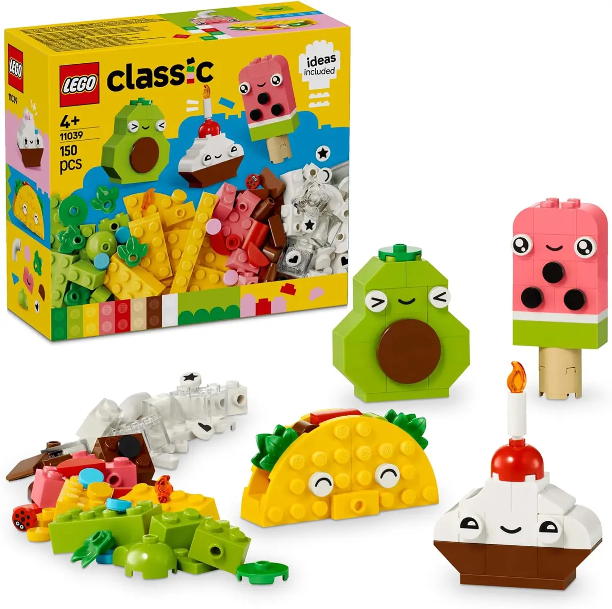 LEGO Classic Creative Food Friends (11039) LEGO Classic Creative Food Friends set 11039 with brick-built cupcake, avocado and taco characters