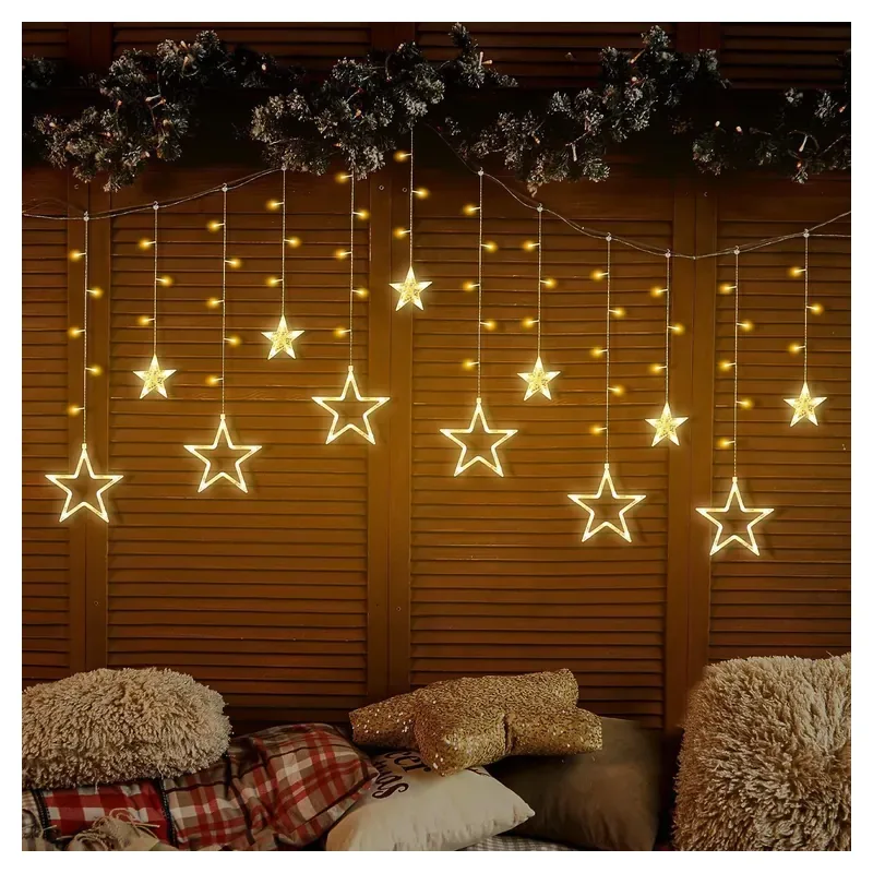 Lexton warm white star curtain light with twelve stars