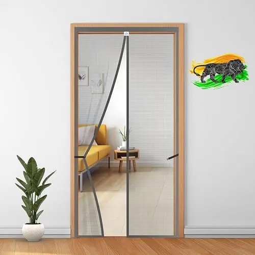 LifeKrafts Polyester Magnetic Mosquito Net for Door | Mosquito Curtain for All Door Types & Sizes | Auto-Closing Insect