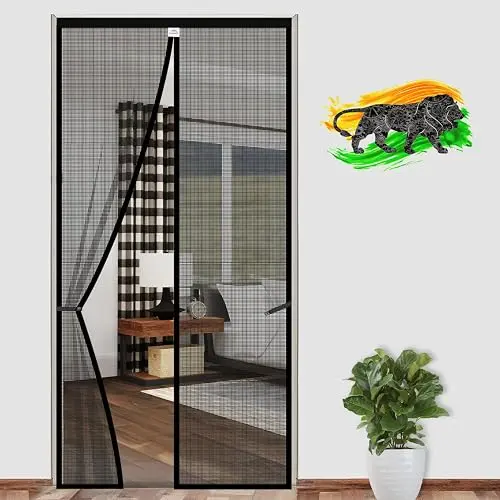 LifeKrafts Polyester Magnetic Mosquito Net for Door | Mosquito Curtain for All Door Types & Sizes | Auto-Closing Insect