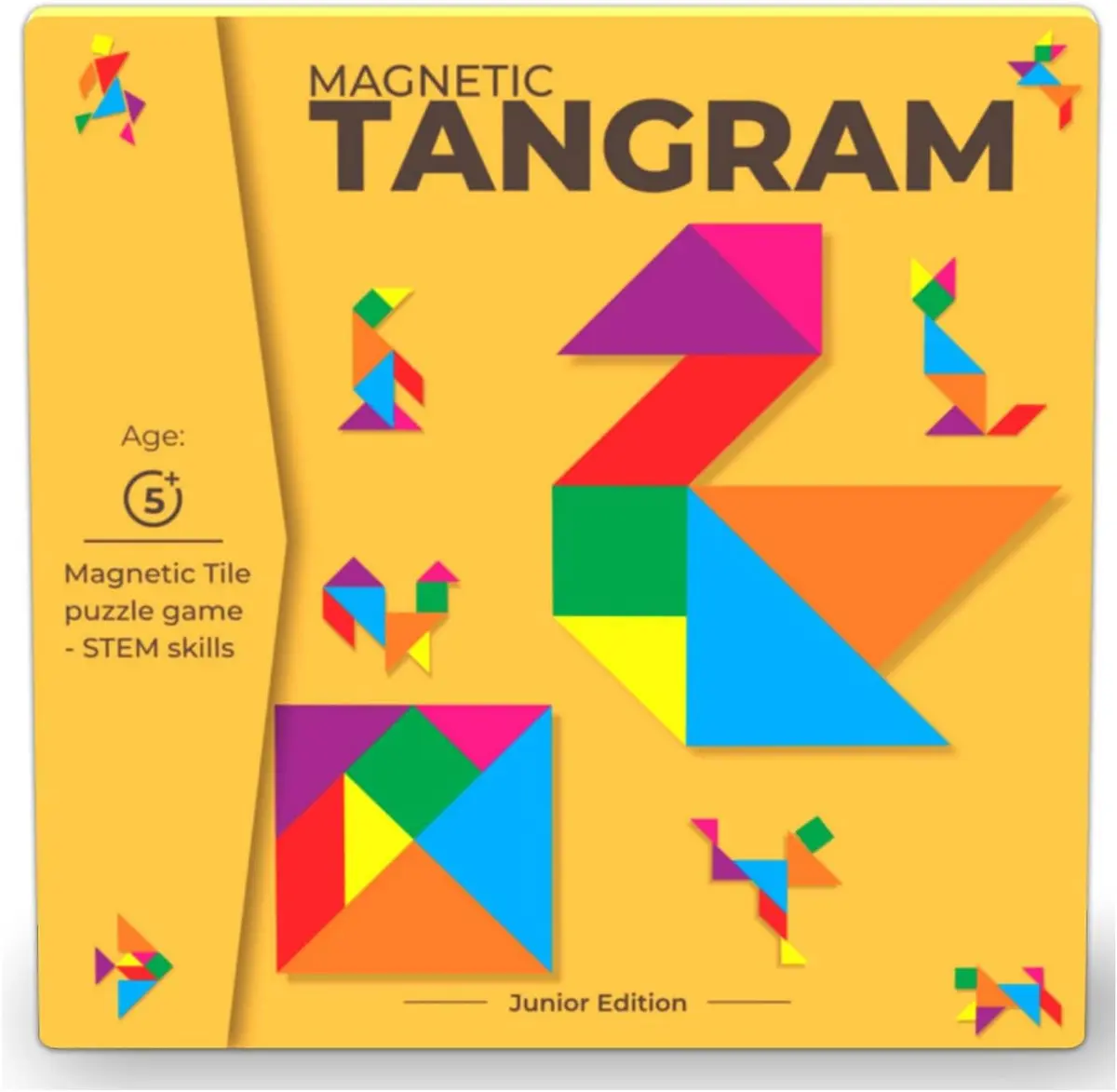 Magnalogix Magnetic Tangram Puzzle (Ages 5-7) Magnalogix magnetic tangram puzzle book with seven foam shape pieces