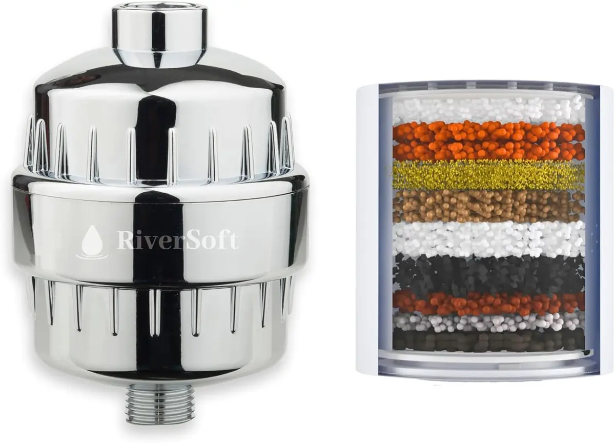 RiverSoft SF-15 PRO and SFC-15 shower filter combo with extra cartridge