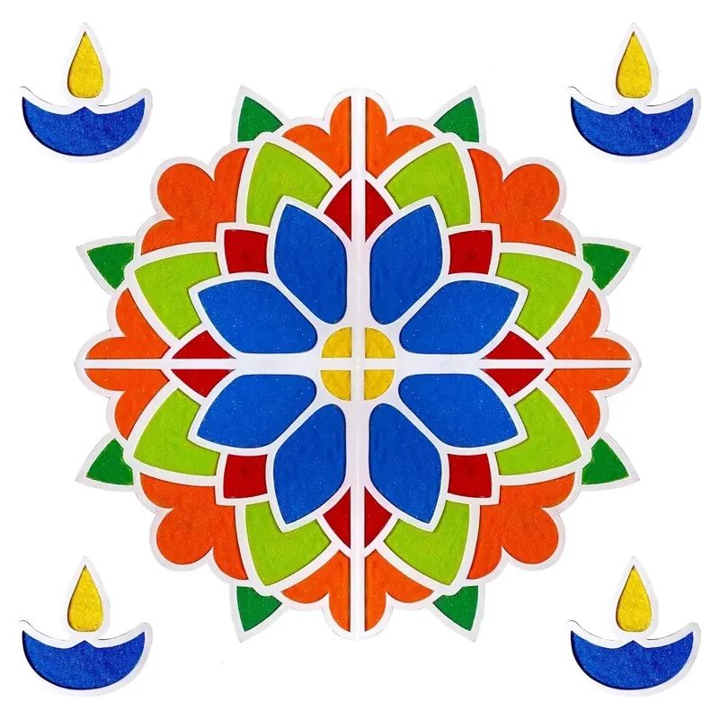 SOLOBOLO MDF lotus rangoli mats four pieces 18 inch