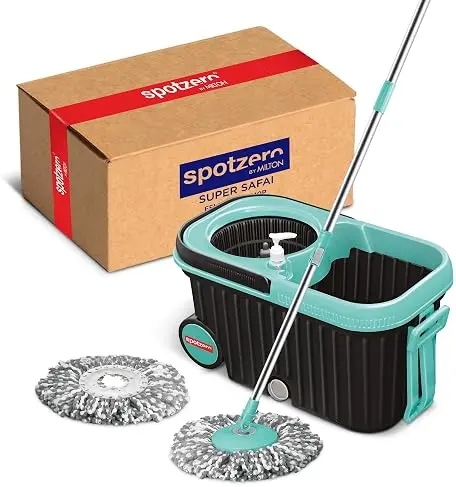 Spotzero By Milton Eelite Spin Mop I 2-in-1 Mop Bucket for Cleaning & Drying I 360° Spin Mechanism I High Absorbent
